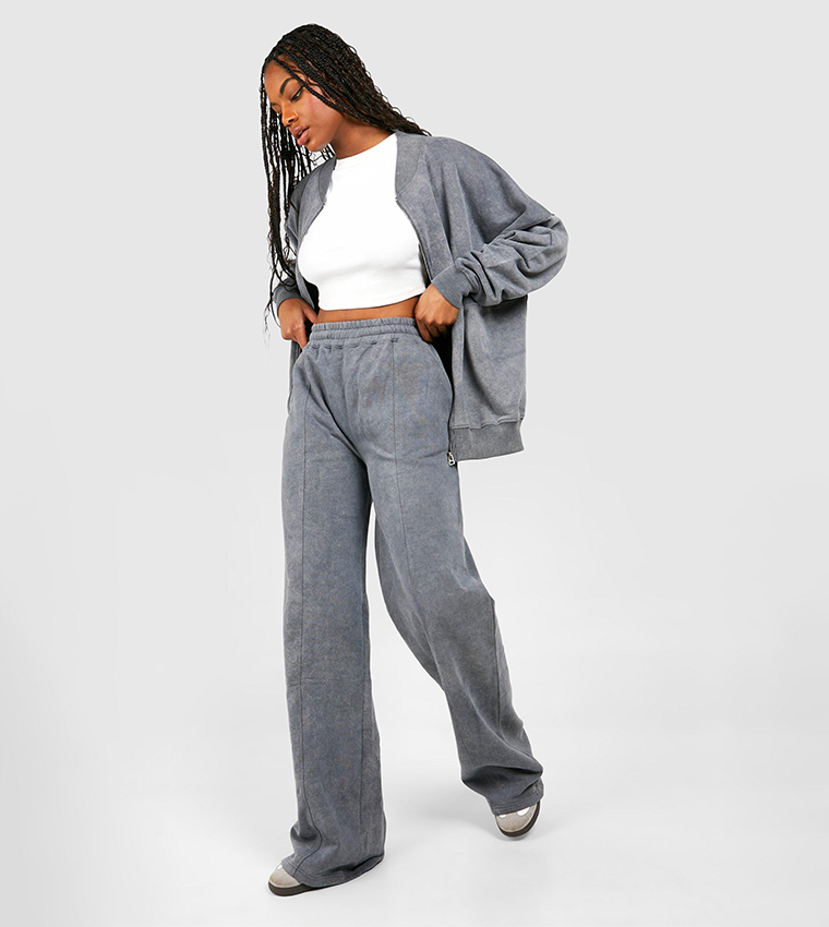 Tall Acid Wash Bomber Tracksuit Set