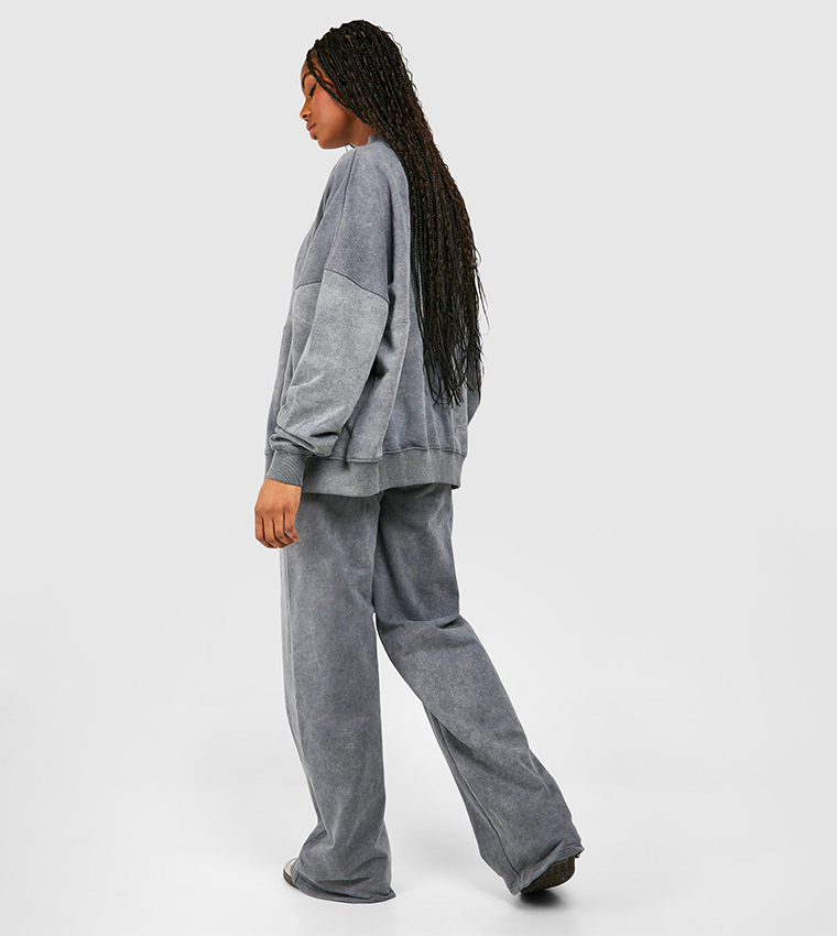 Tall Acid Wash Bomber Tracksuit Set
