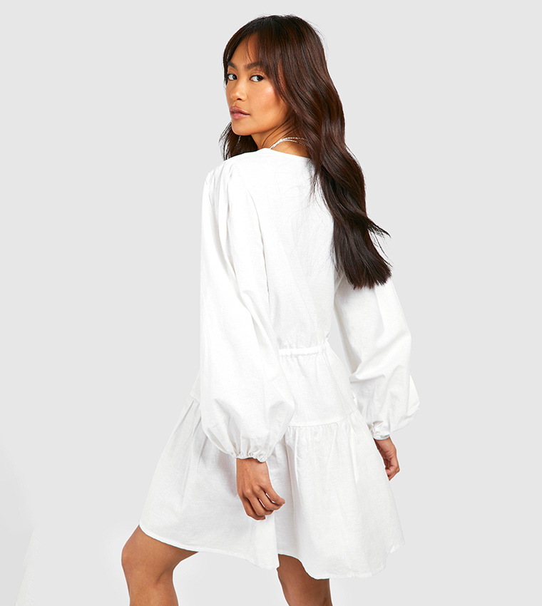 Linen Tie Front Mini Dress