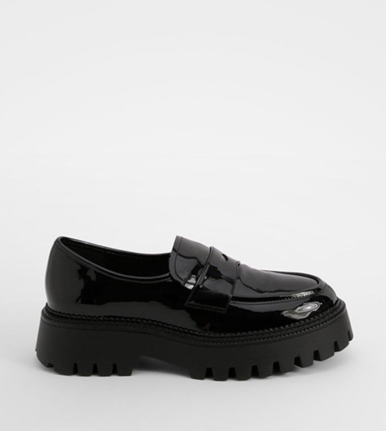 Wide Fit Patent Chunky Sole Loafers
