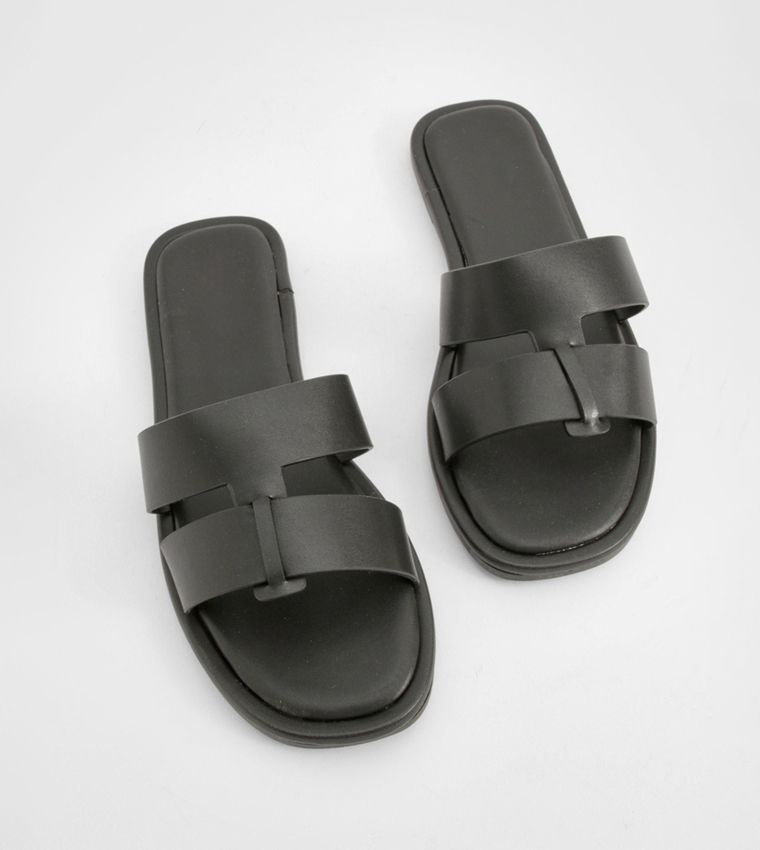 Solid Open Toe Flat Sandals