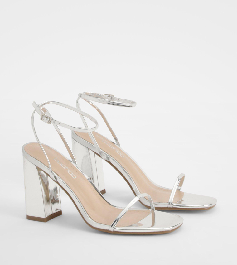 Metallic Patent Two Part Block Heel Sandals