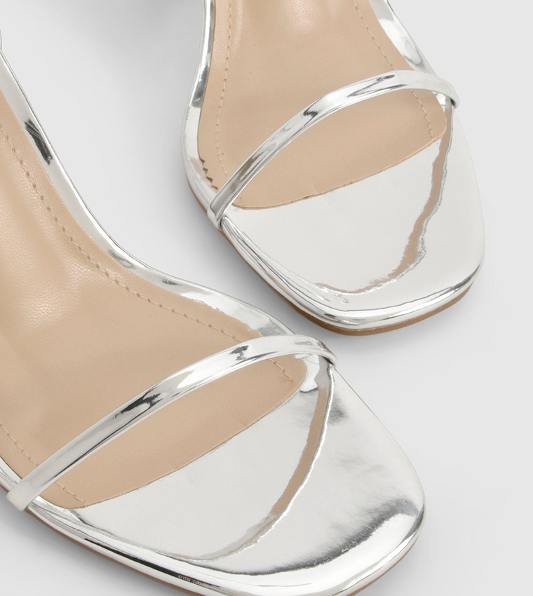 Metallic Patent Two Part Block Heel Sandals