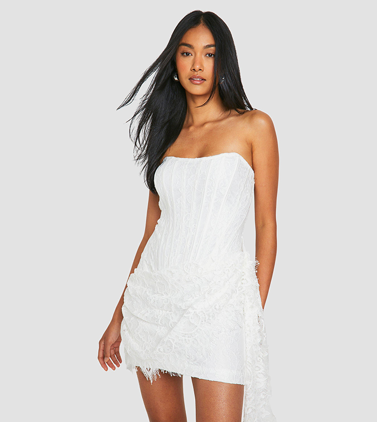 Lace Corset Drape Mini Dress