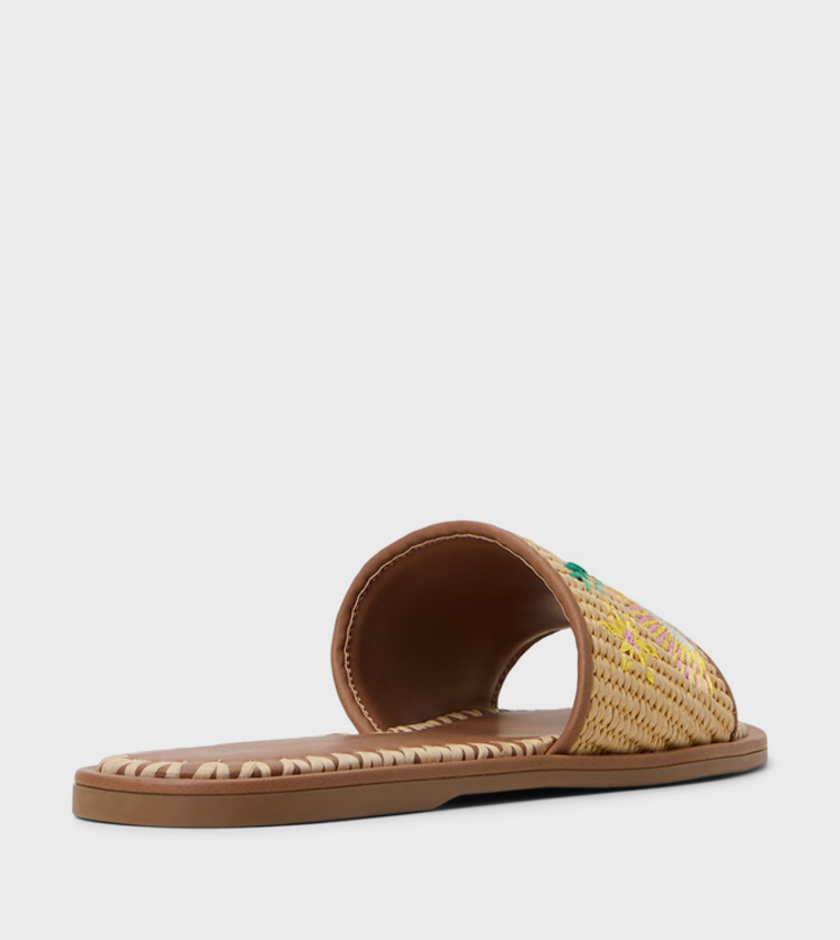 HANAMI Embroidered Straw Flat Sandals