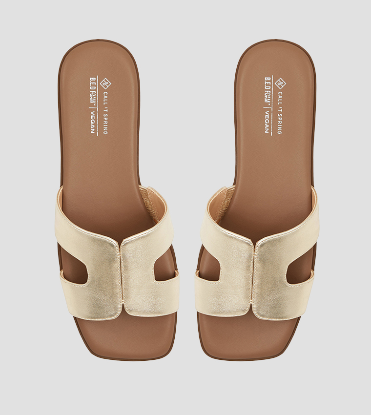 Call it Spring  Flat Sandals - Gold Flat Sandals