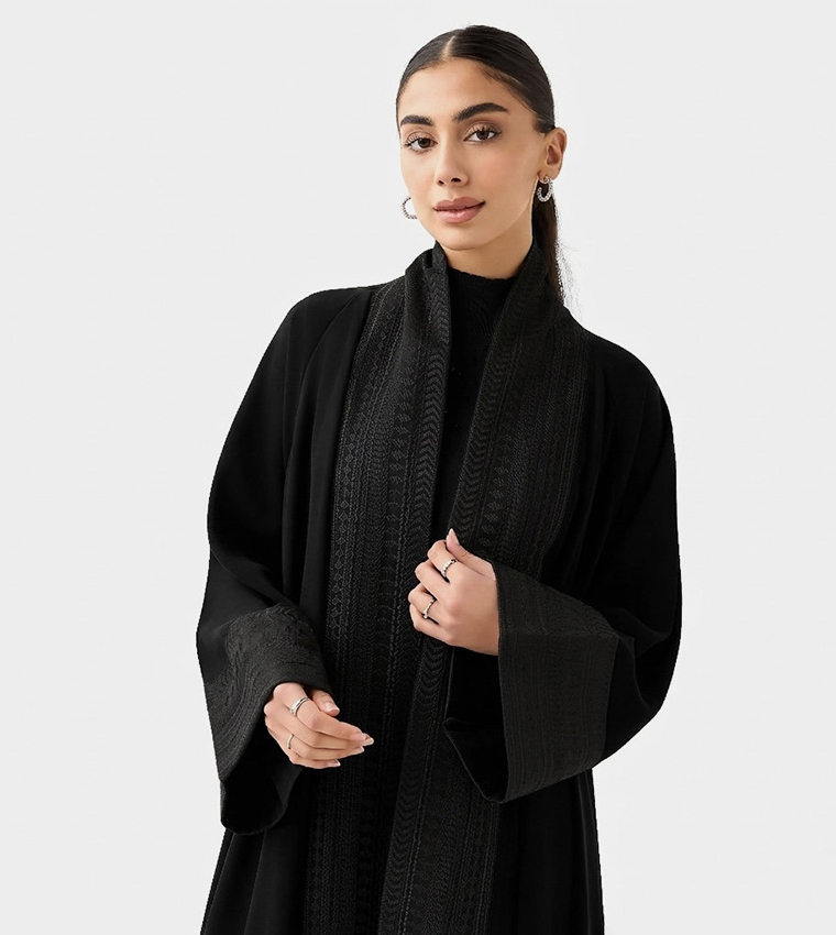 Classic Threadwork Long Sleeves Abaya