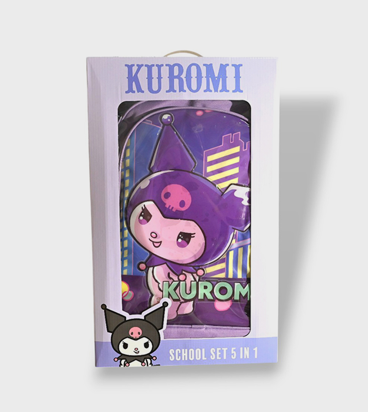 Kuromi Themed 5-Piece 18" Trolley School Bag Set