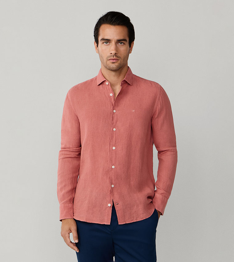 قميص لينن بكم طويل 