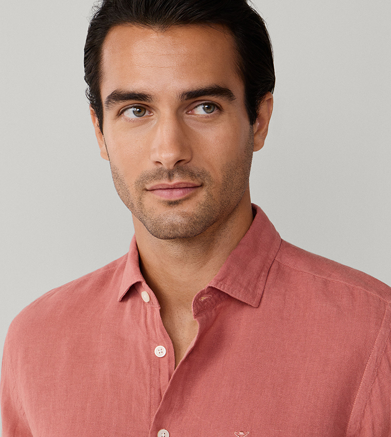 قميص لينن بكم طويل 