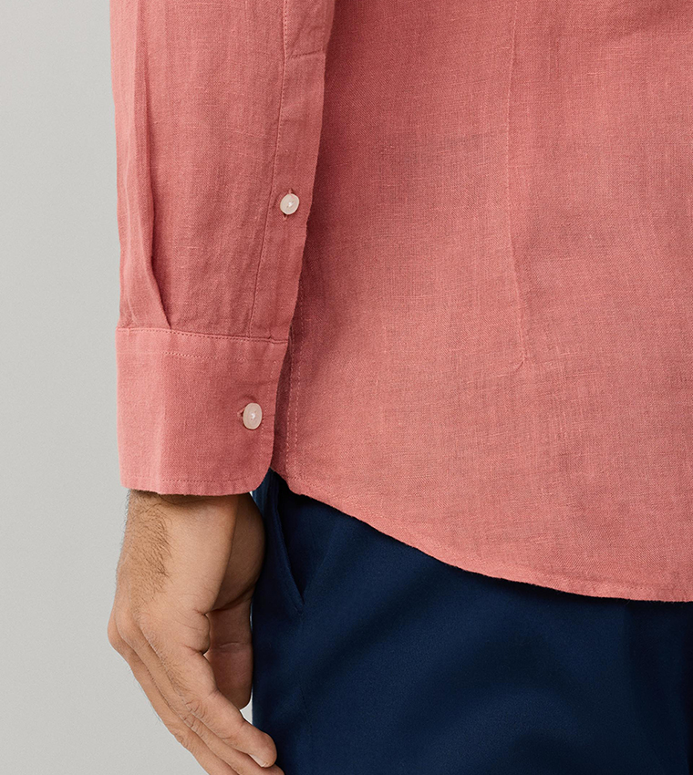 قميص لينن بكم طويل 