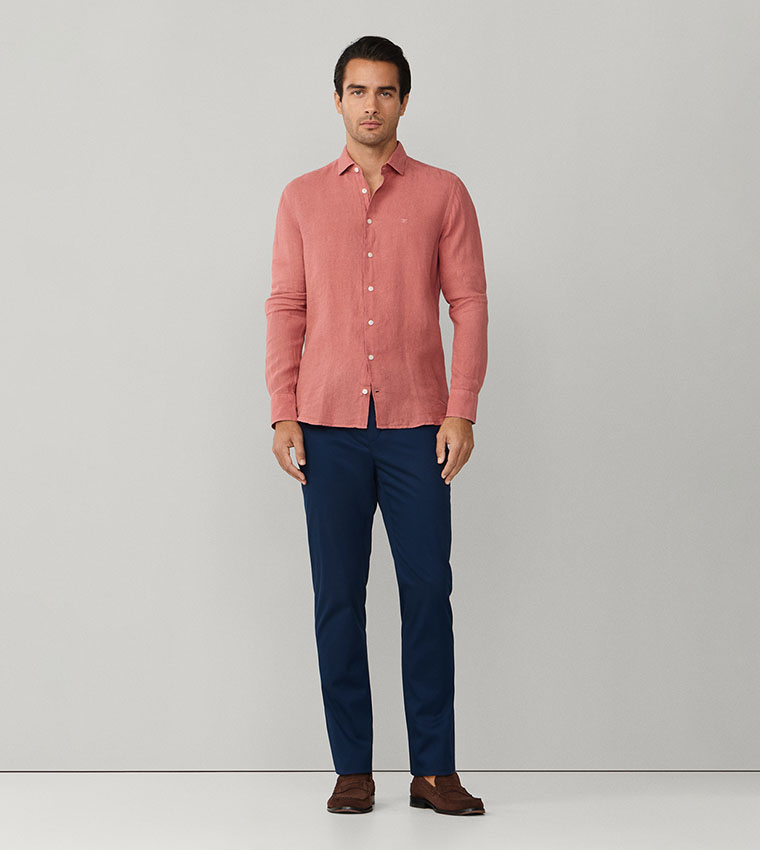 قميص لينن بكم طويل 