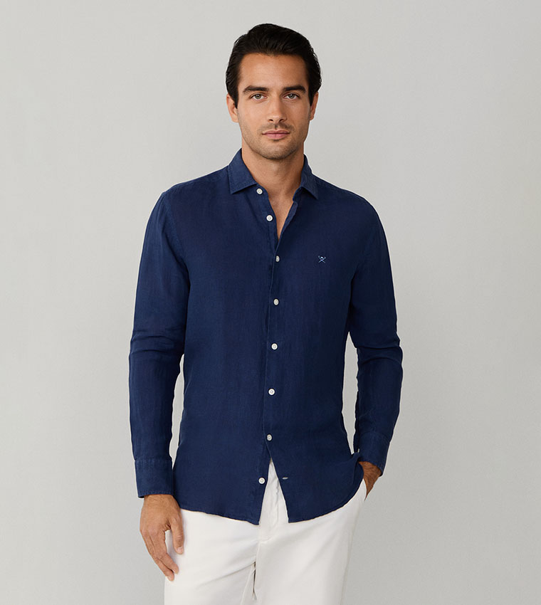 قميص لينن بكم طويل 