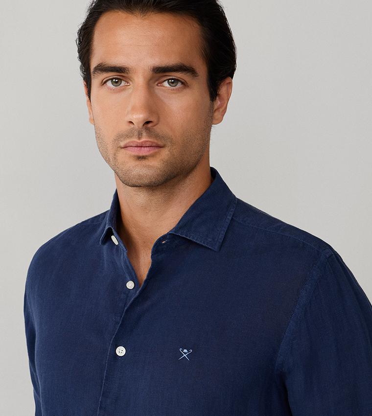 قميص لينن بكم طويل 