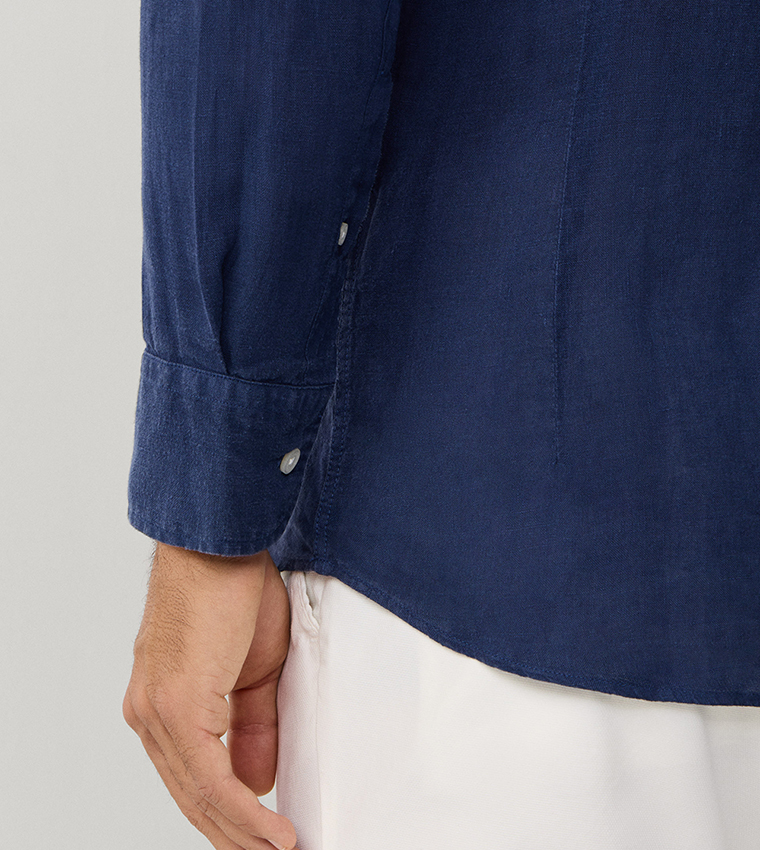 قميص لينن بكم طويل 