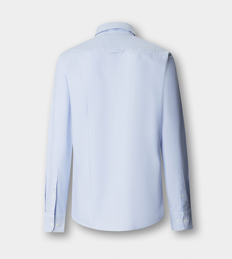 Solid Button-Down Collar Oxford Shirt