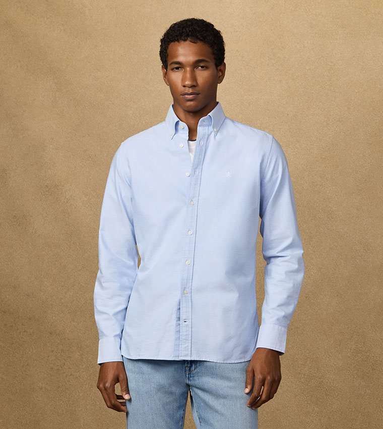 Solid Button-Down Collar Oxford Shirt