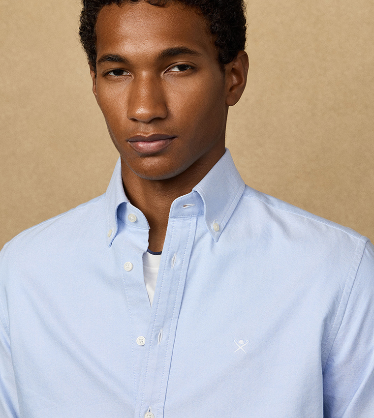 Solid Button-Down Collar Oxford Shirt