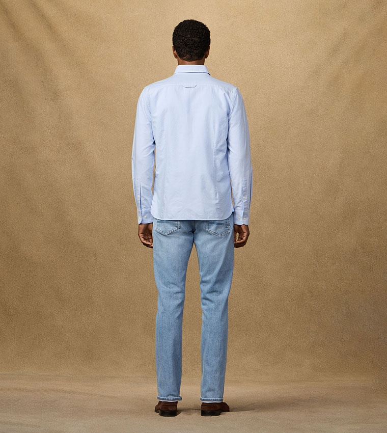 Solid Button-Down Collar Oxford Shirt