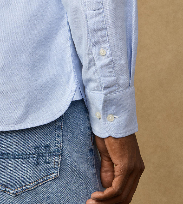 Solid Button-Down Collar Oxford Shirt