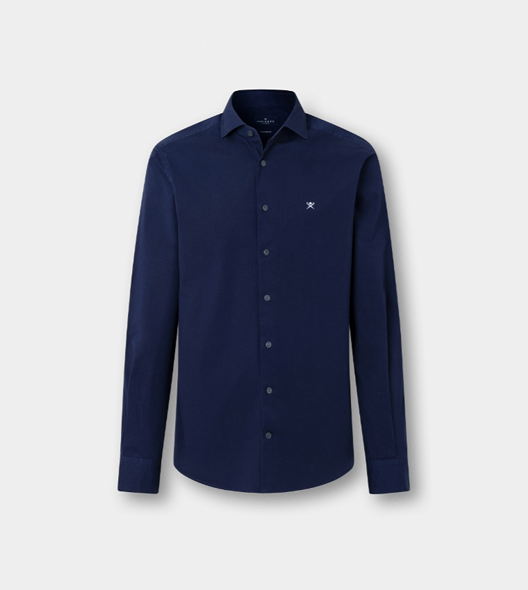 Solid Cut-Away Collar Long Sleeves Shirt