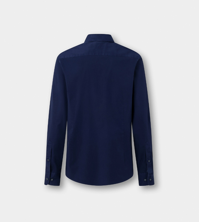 Solid Cut-Away Collar Long Sleeves Shirt