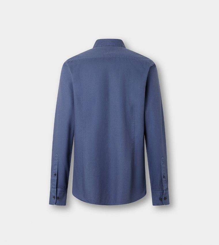 Solid Button-Down Collar Long Sleeves Shirt