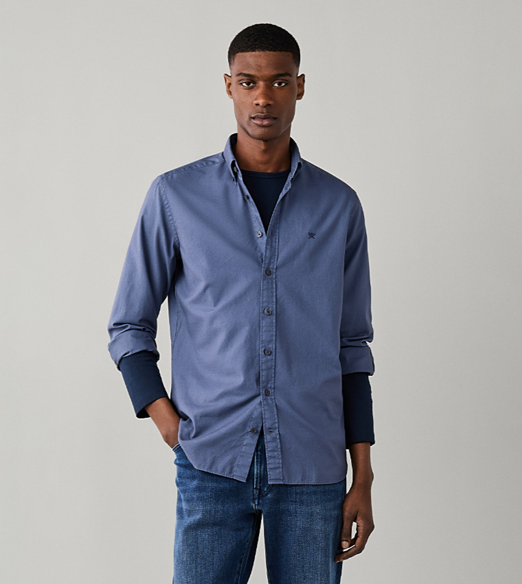 Solid Button-Down Collar Long Sleeves Shirt