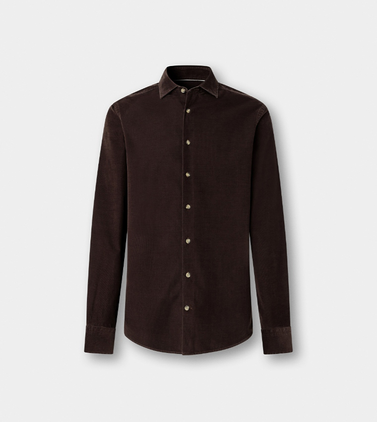 Solid Cut-Away Collar Long Sleeves Shirt