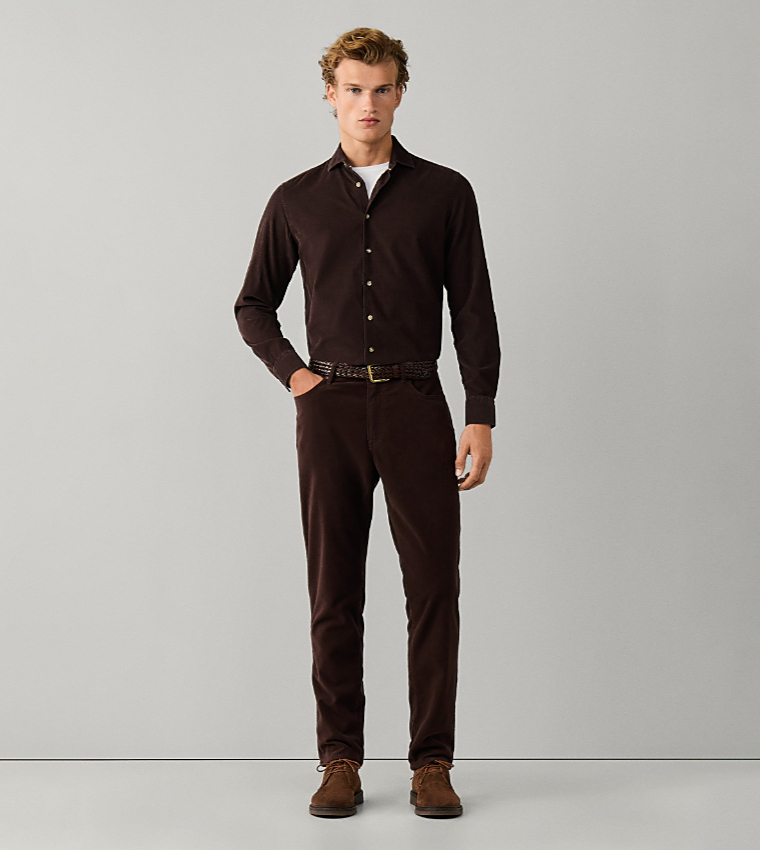 Solid Cut-Away Collar Long Sleeves Shirt