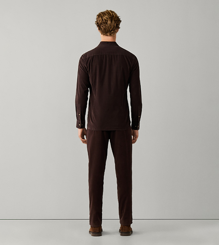 Solid Cut-Away Collar Long Sleeves Shirt