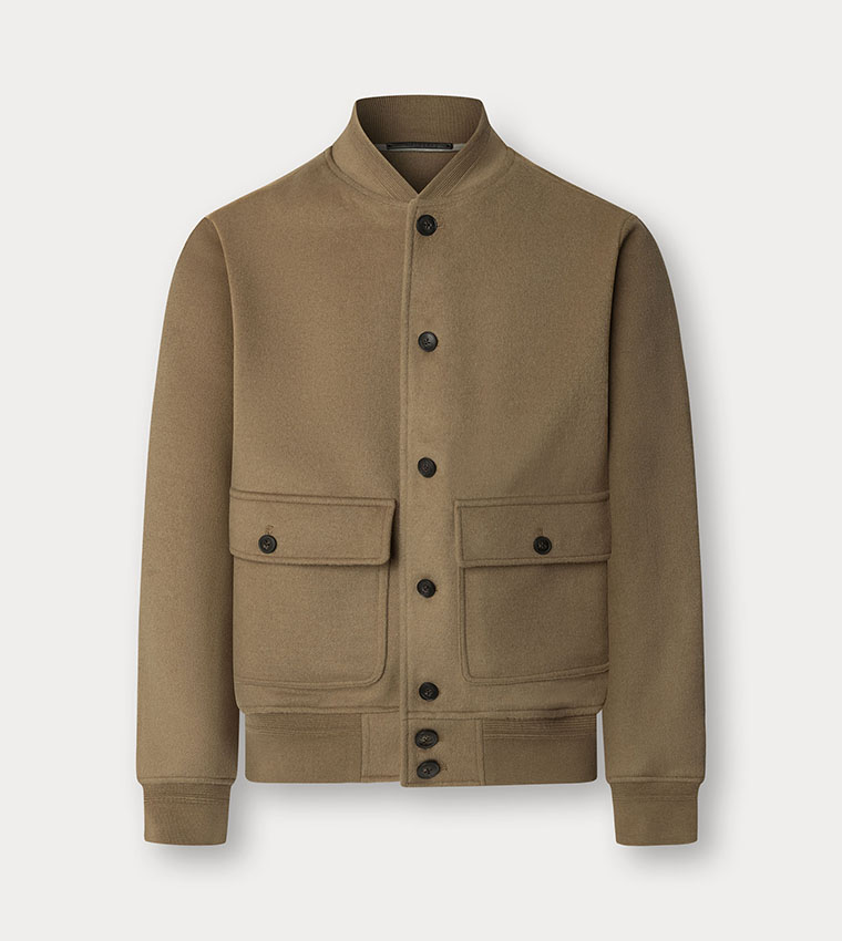 Solid Stand Collar Bomber Jacket