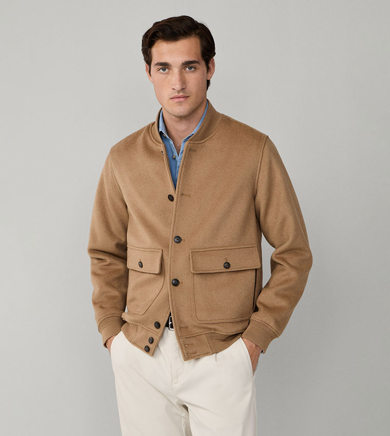 Solid Stand Collar Bomber Jacket
