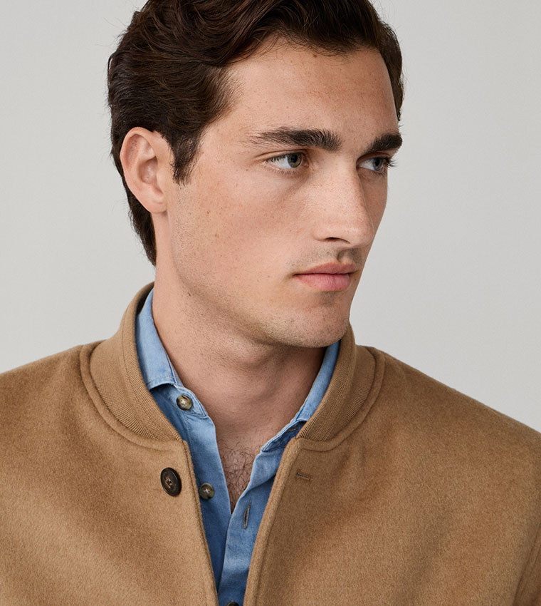 Solid Stand Collar Bomber Jacket