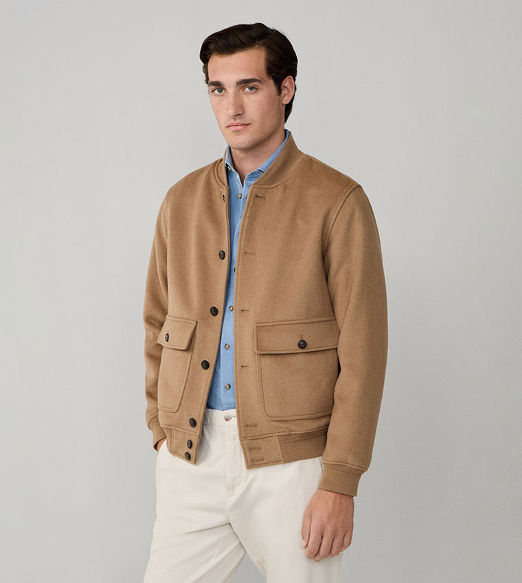 Solid Stand Collar Bomber Jacket