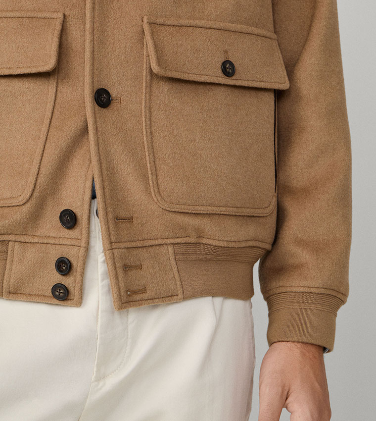 Solid Stand Collar Bomber Jacket