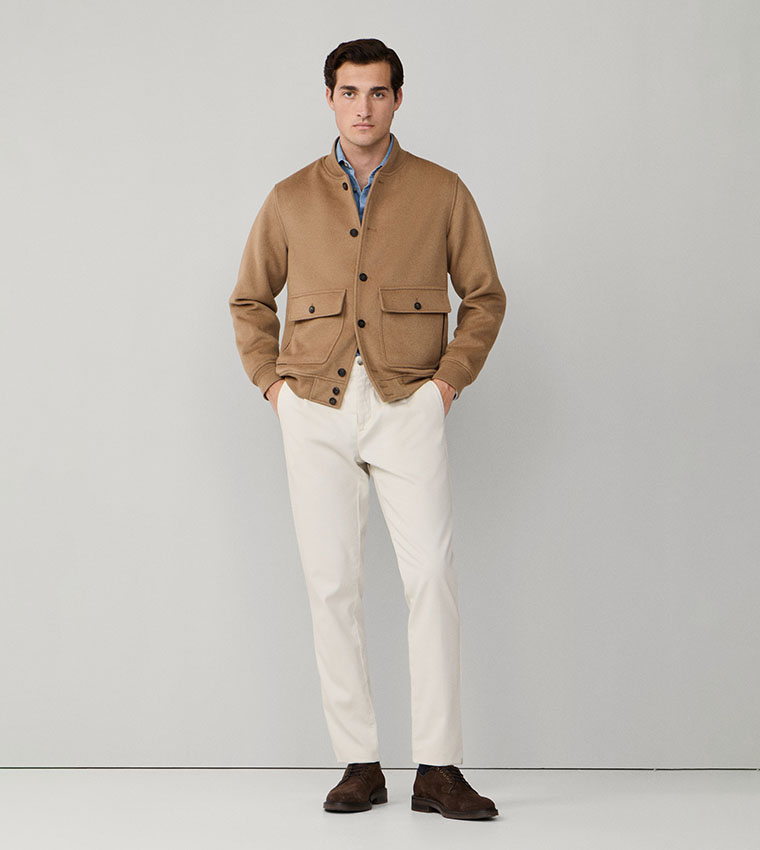 Solid Stand Collar Bomber Jacket