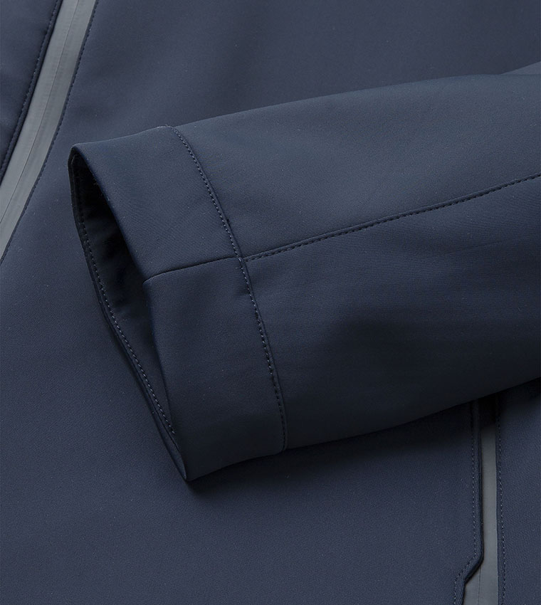 Solid High Neck Soft Shell Zip-Through Jacket