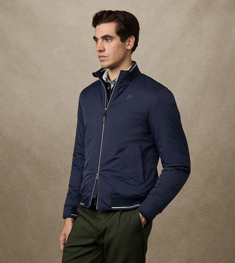 Solid High Neck Bomber Jacket