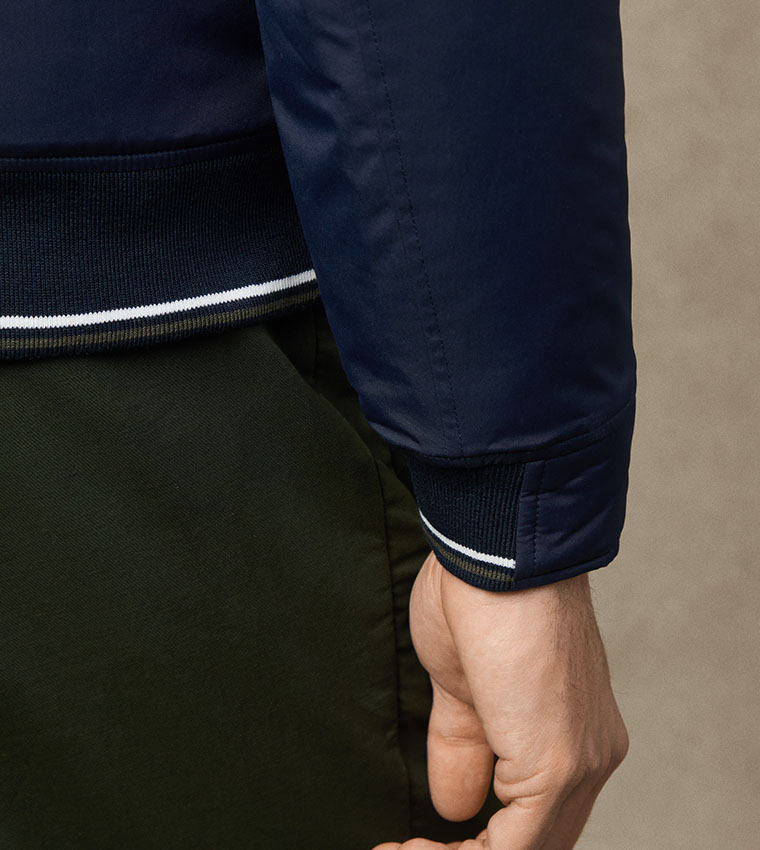 Solid High Neck Bomber Jacket