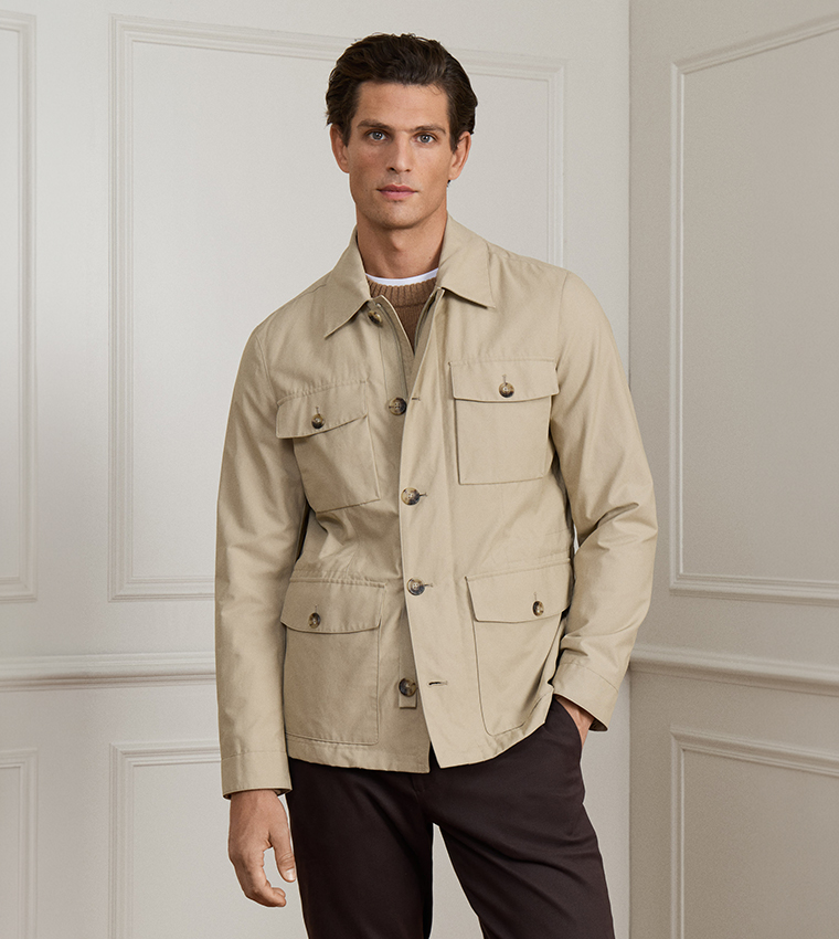 Solid Button Closure Casual Jacket