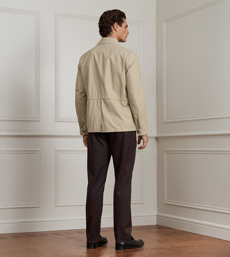 Solid Button Closure Casual Jacket