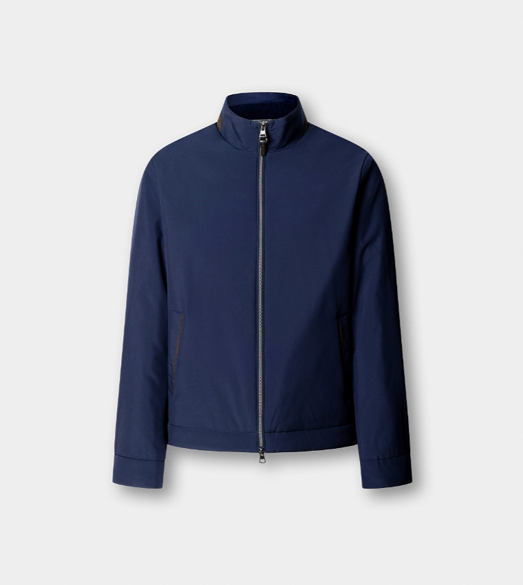 Solid Stand Collar Casual Jacket