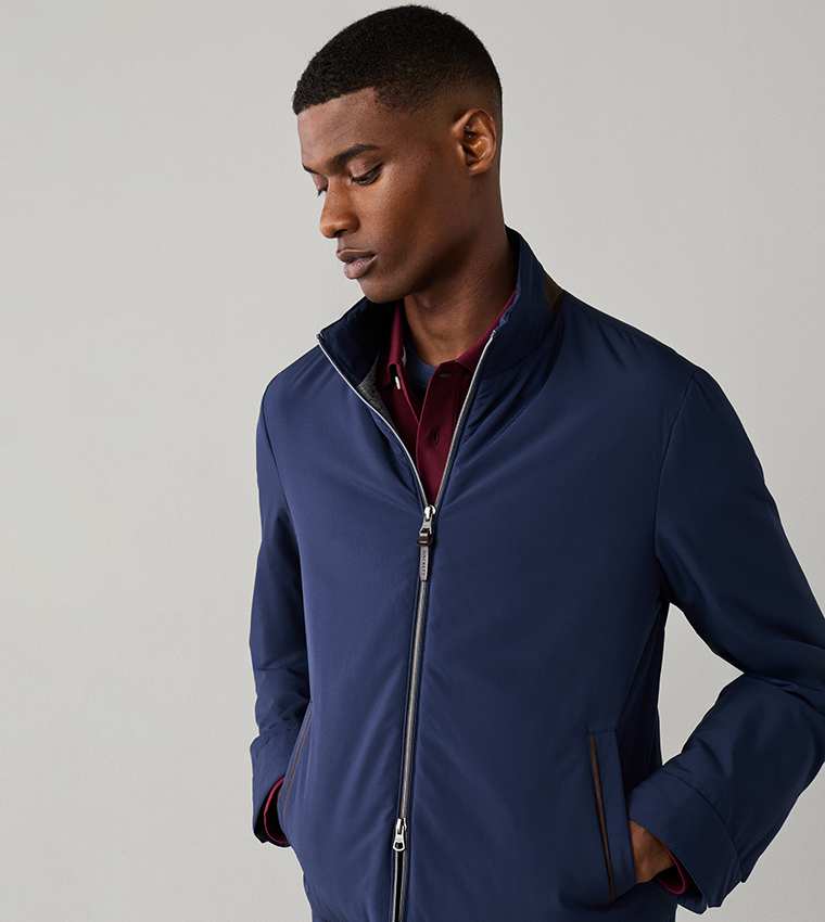Solid Stand Collar Casual Jacket