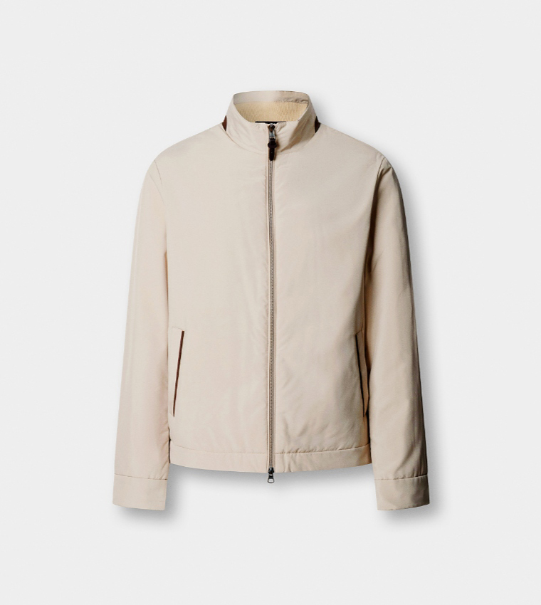 Solid Stand Collar Casual Jacket