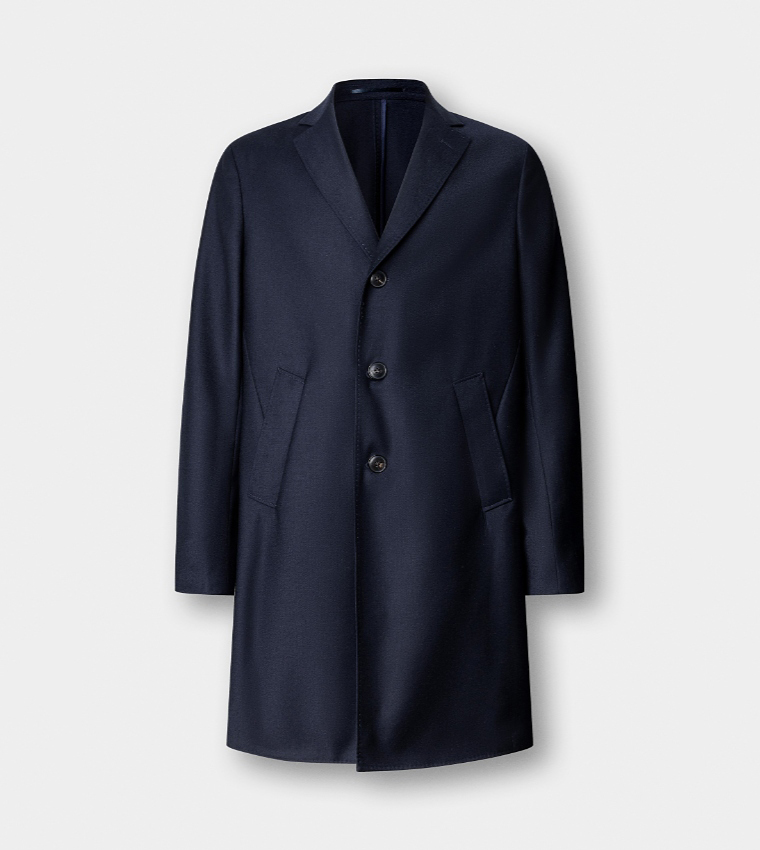 Solid Single-Breasted Overcoat