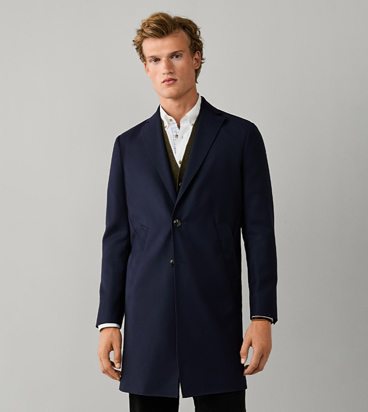 Solid Single-Breasted Overcoat