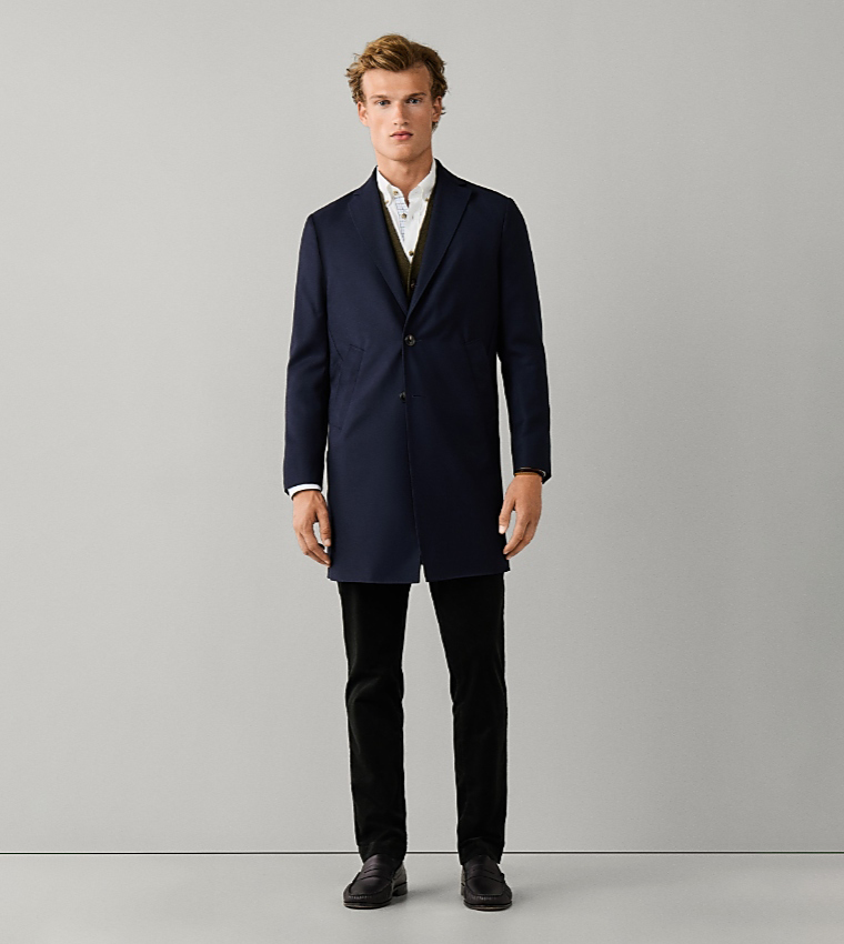 Solid Single-Breasted Overcoat