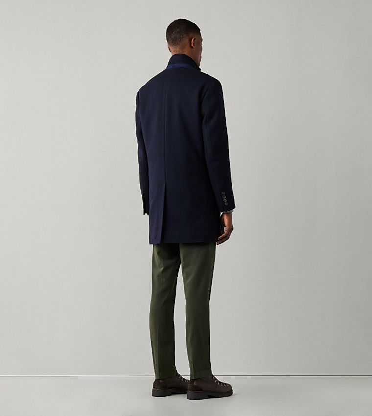 Solid Single-Breasted Bib Insert Overcoat