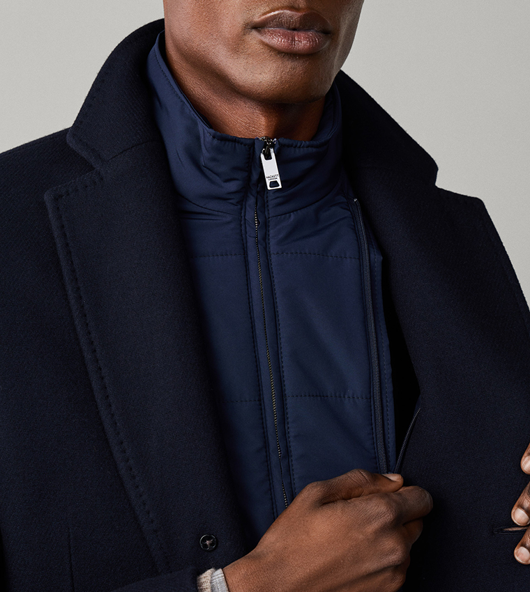 Solid Single-Breasted Bib Insert Overcoat